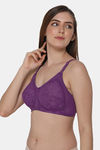 Intimacy Double Layered Non Wired 3/4th Coverage Lace Bra - Magic Purple — thumbnail 3